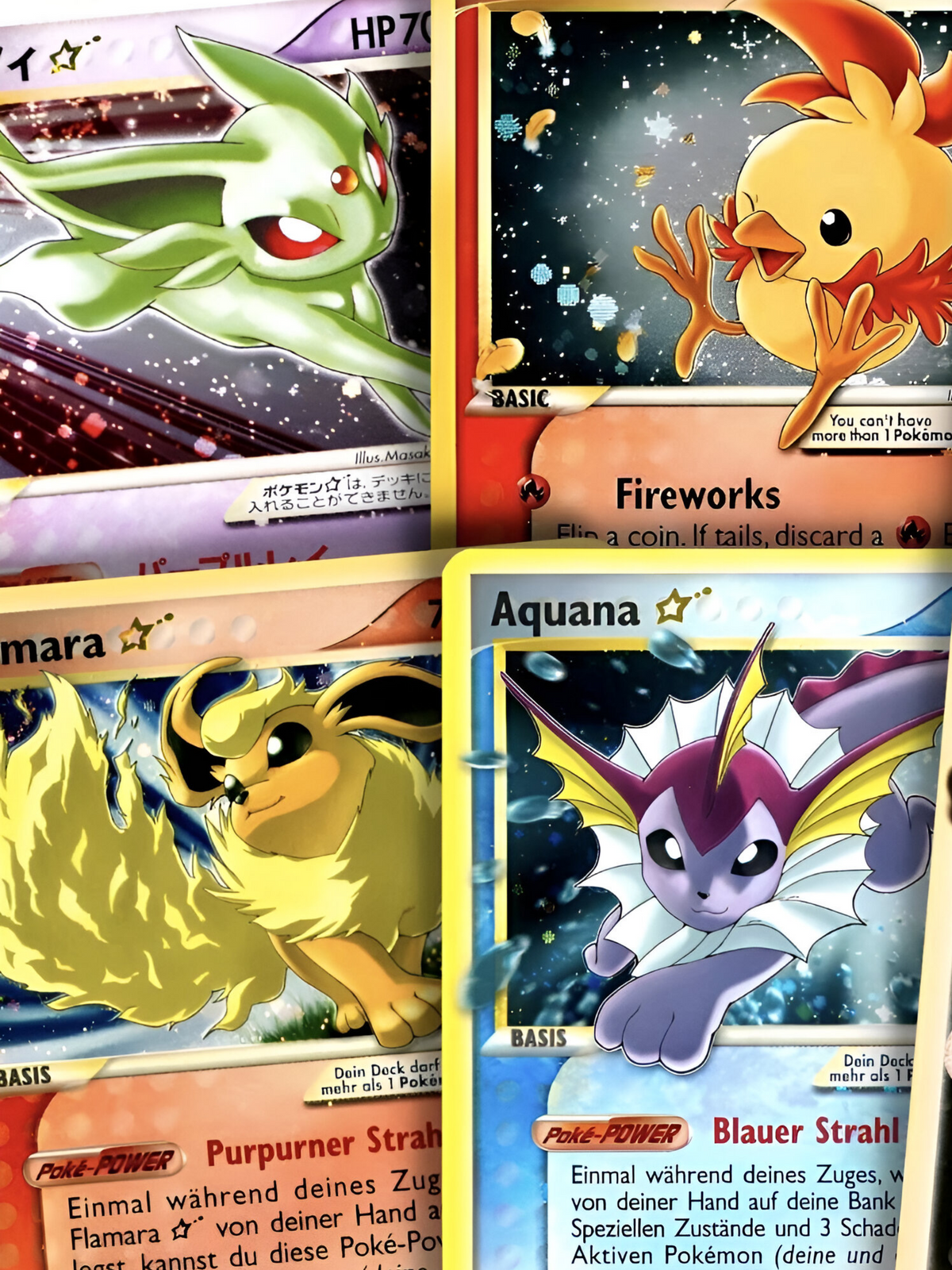 Pokémon Einzelkarten Sortiment: Glurak, Pikachu und seltene Karten auf Deutsch, Englisch und Japanisch bei Prückis Cards