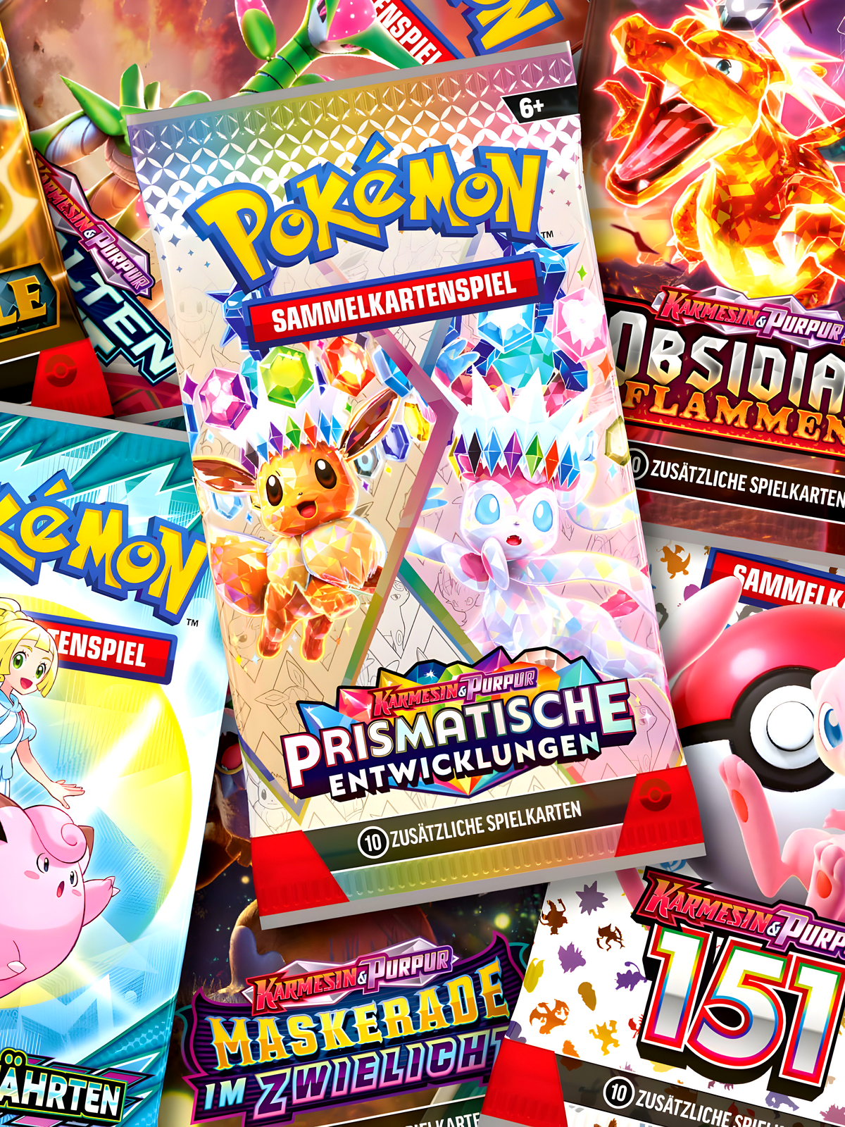 Deutsche Pokémon Produkte Sortiment: Displays, Booster, Top Trainer Boxen und Kollektionen bei Prückis Cards