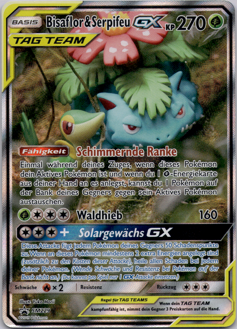 Bisaflor & Serpifeu GX (SM 229) SM Black Star Promos – Deutsch (Excellent)
