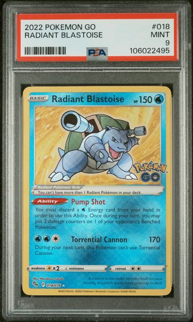 PSA 9 Radiant Blastoise (PGO 018) Pokémon GO – Japanisch (Mint)