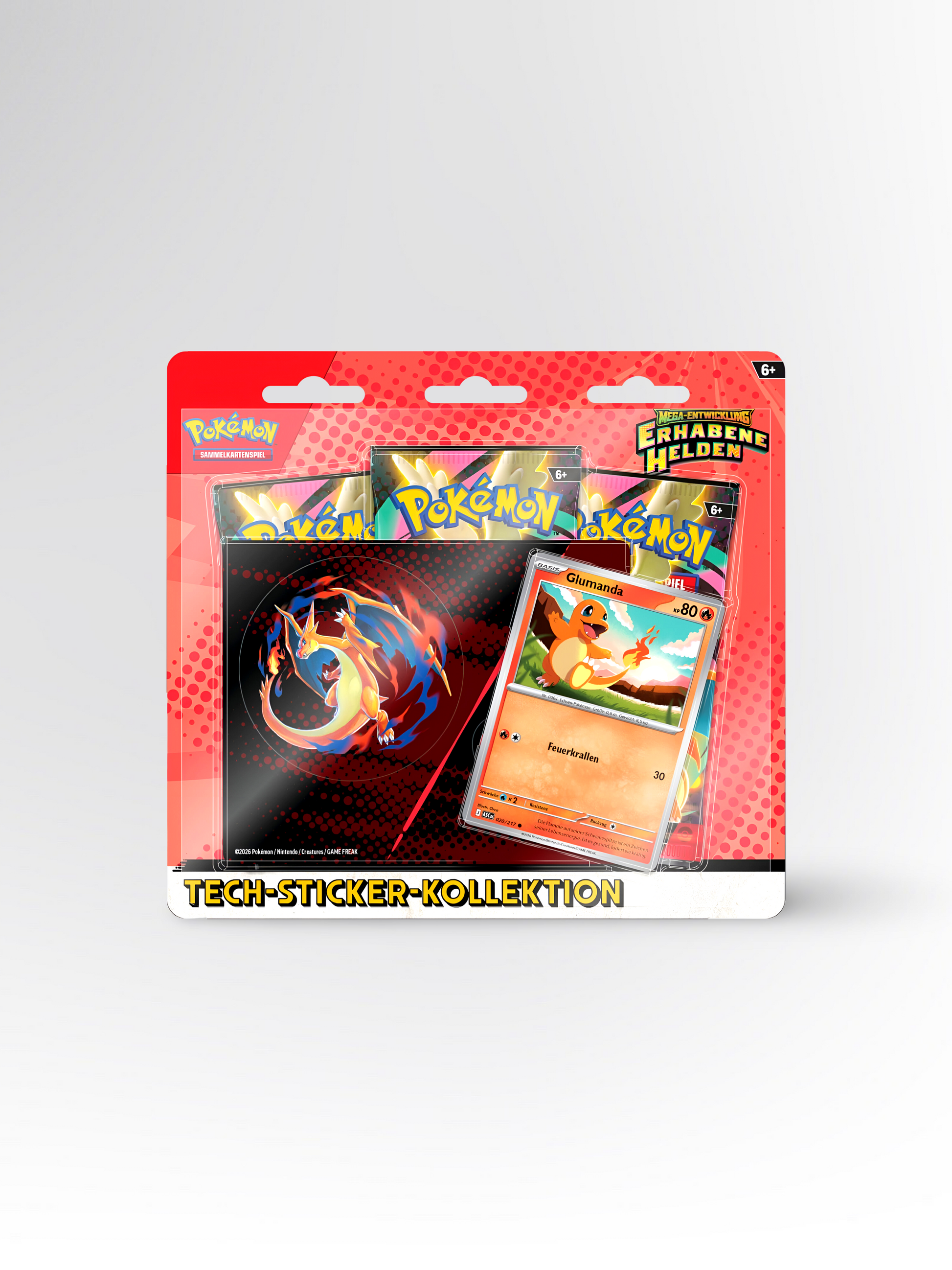 Pokémon Erhabene Helden: Glumanda Tech-Sticker-Kollektion – Deutsch - prückner.de