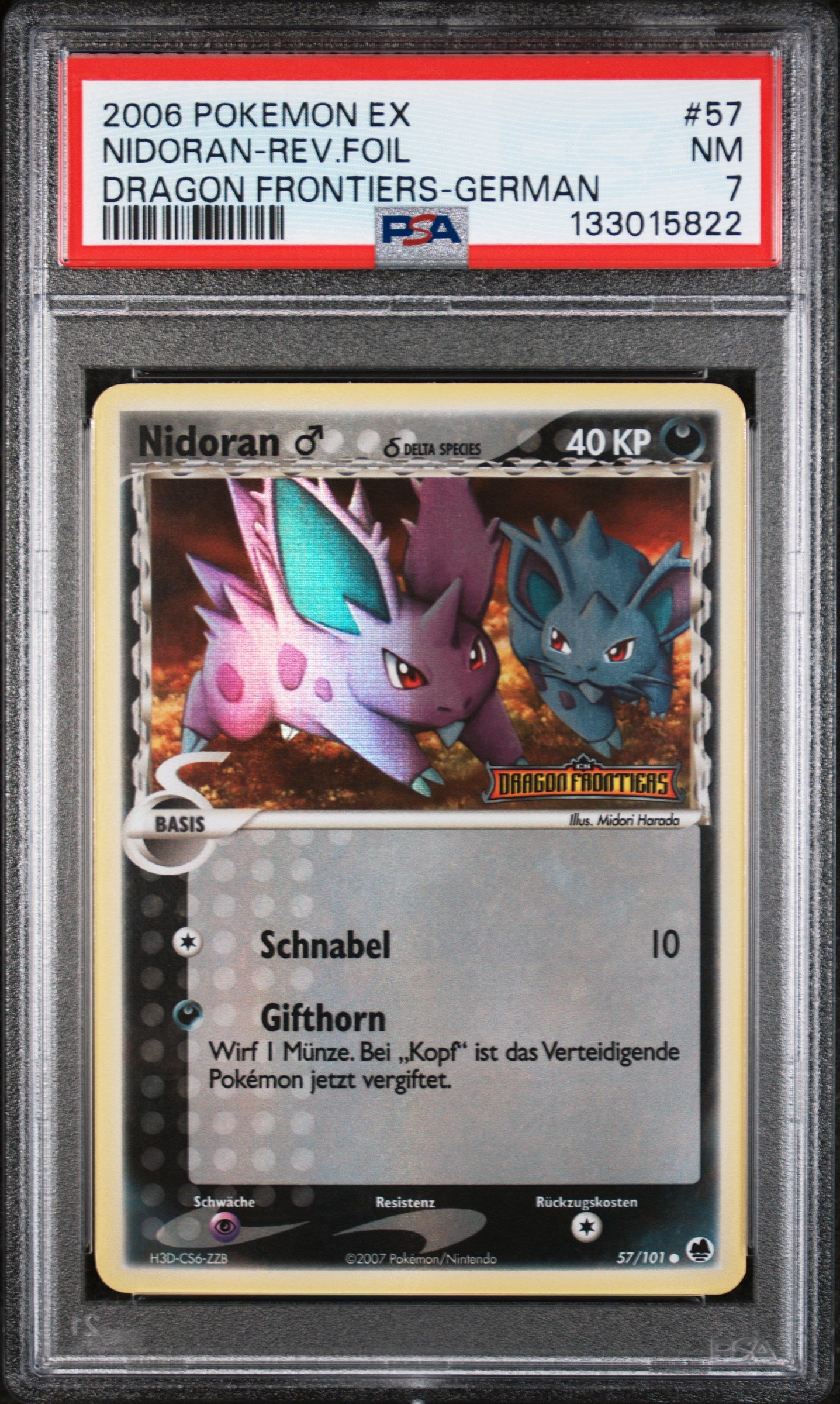 [PSA 7] Nidoran mit Stempel [M] δ Delta Species (DF 57) EX Dragon Frontiers – Deutsch (Near Mint) - prückner.de