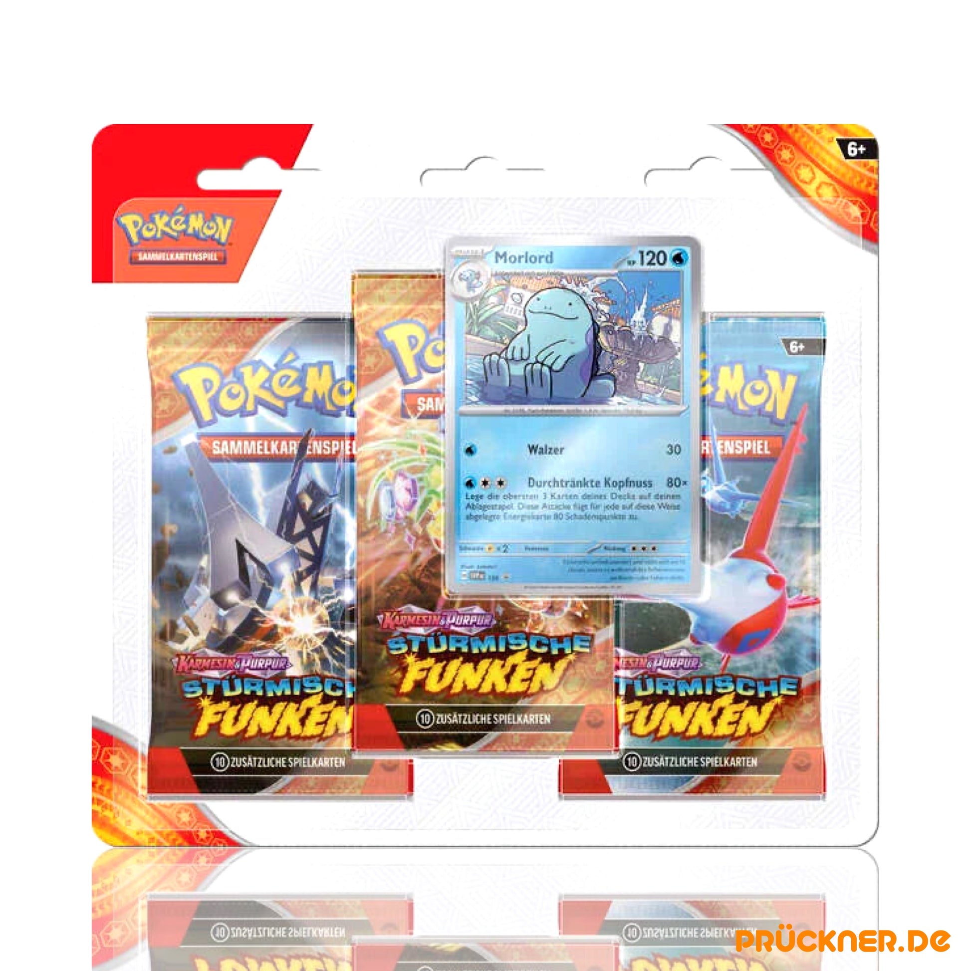 Pokémon Karmesin & Purpur Stürmische Funken Blister (3 Booster + Morlord Promokarte) DE - prückner.de