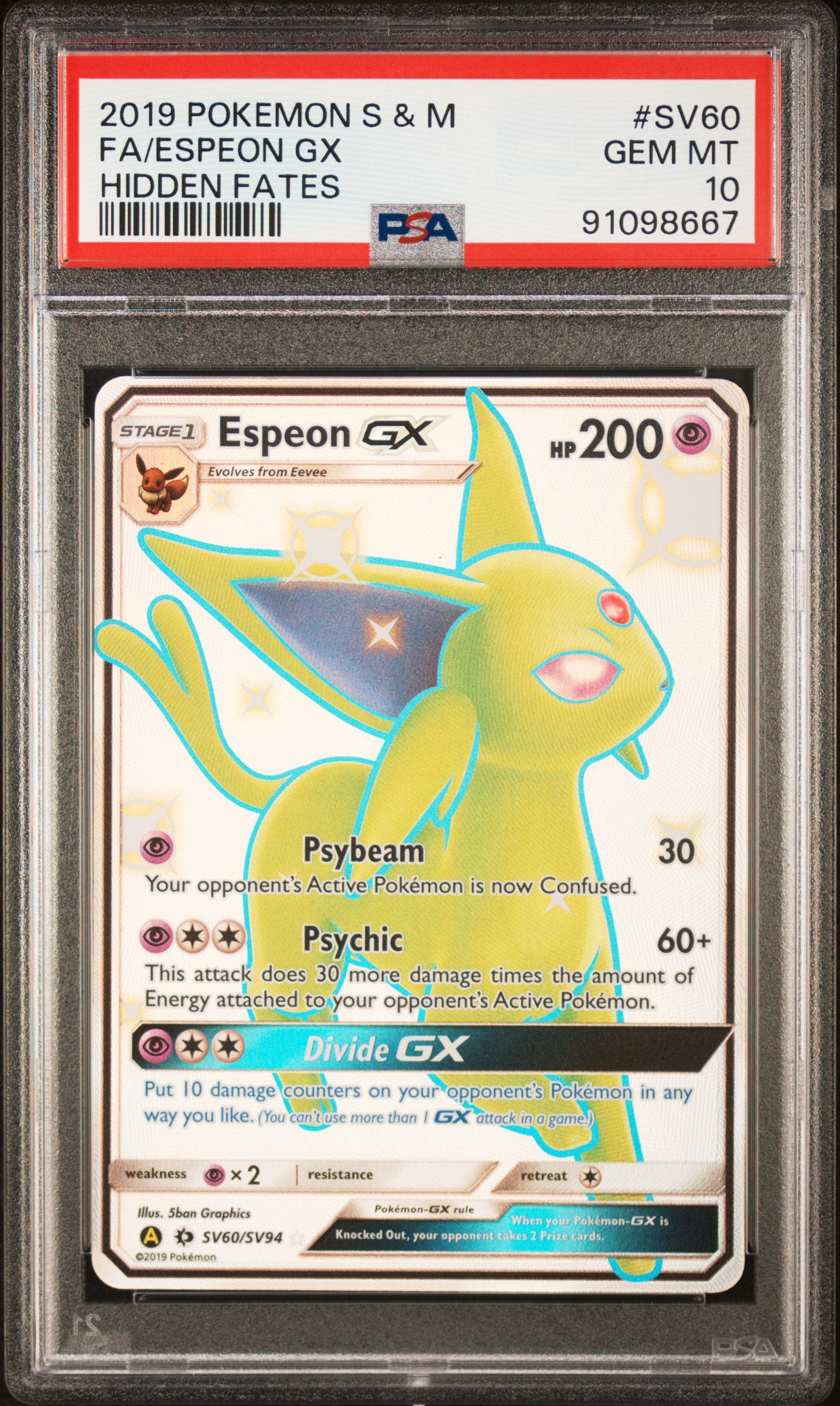 [PSA 10] Espeon GX (HIF SV60) Hidden Fates – Englisch