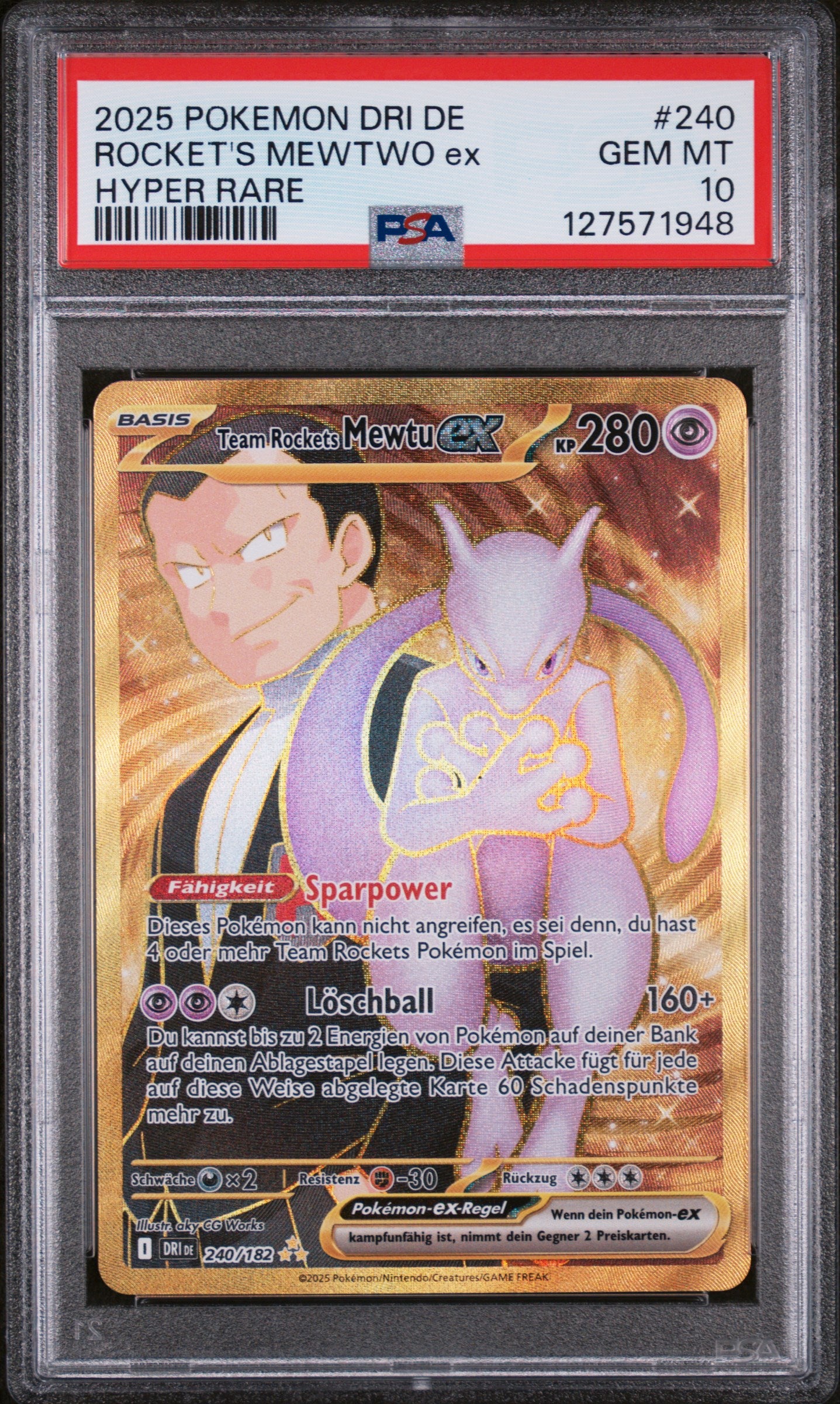 [PSA 10] Team Rockets Mewtu ex (DRI 240) Ewige Rivalen – Deutsch