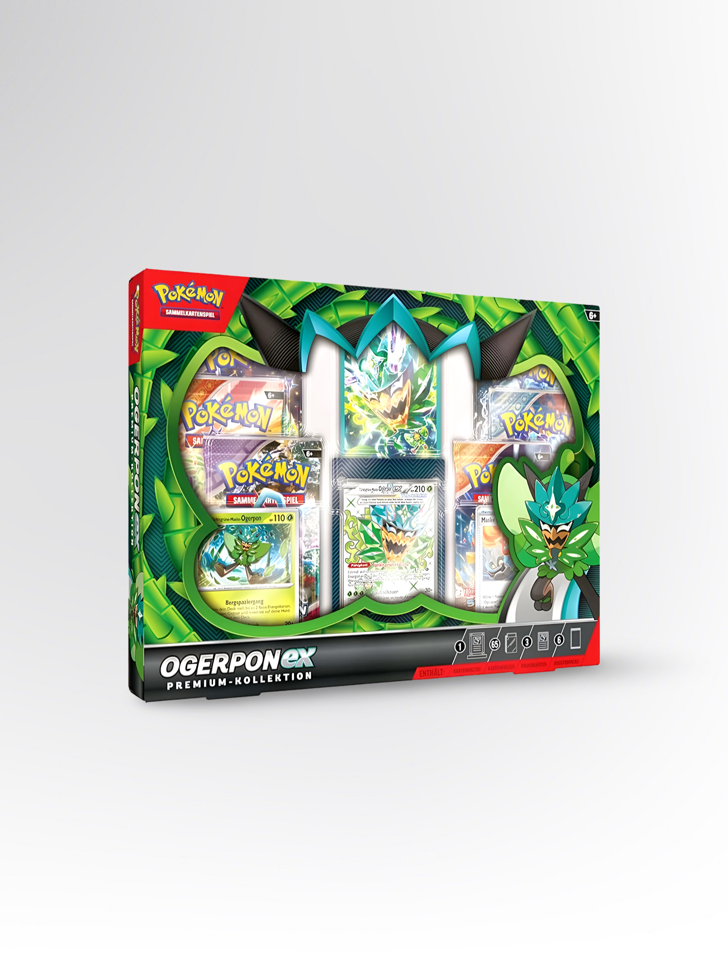 Pokémon Ogerpon ex Premium-Kollektion (6 Booster + 3 Holokarten + 1 Kartenständer + Sleeves) #DE
