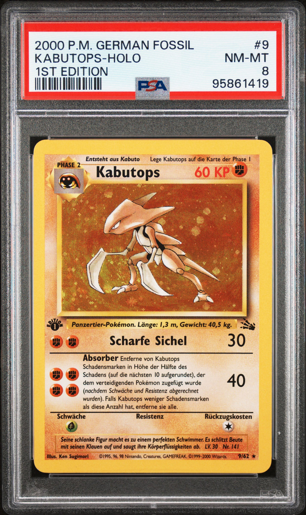 [PSA 8] Kabutops 1. Edition (FO 9) Fossil – Deutsch