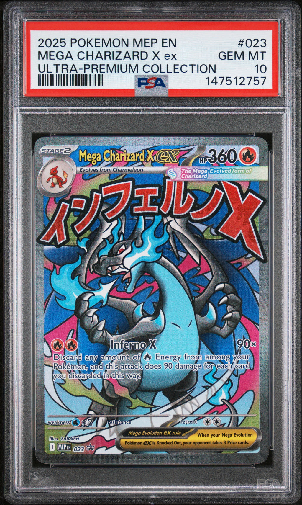 [PSA 10] Mega Charizard X ex (MEP 023) MEP Black Star Promos – Englisch