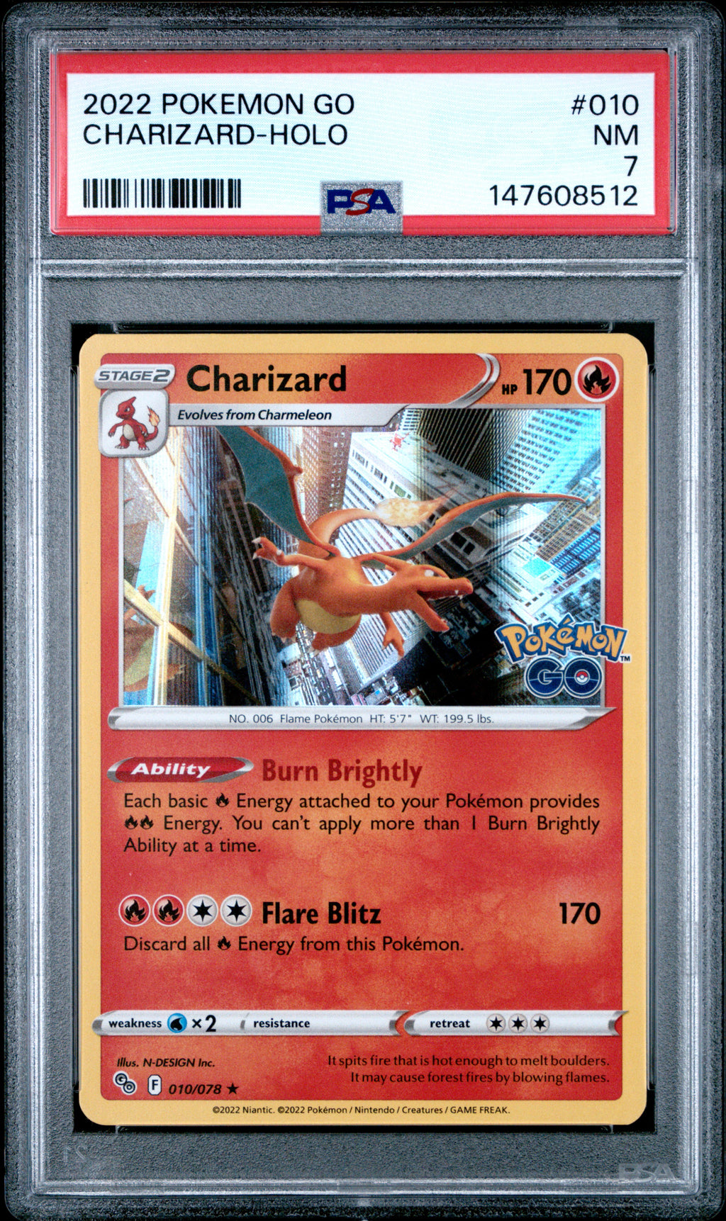 [PSA 7] Charizard (PGO 010) Pokémon GO – Englisch