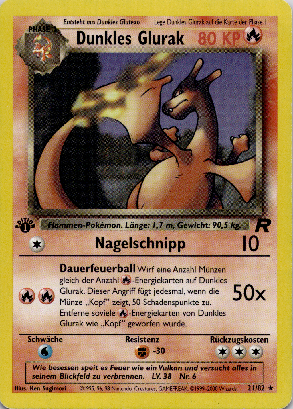 Dunkles Glurak 1. Edition (TR 21) Team Rocket – Deutsch (Good)