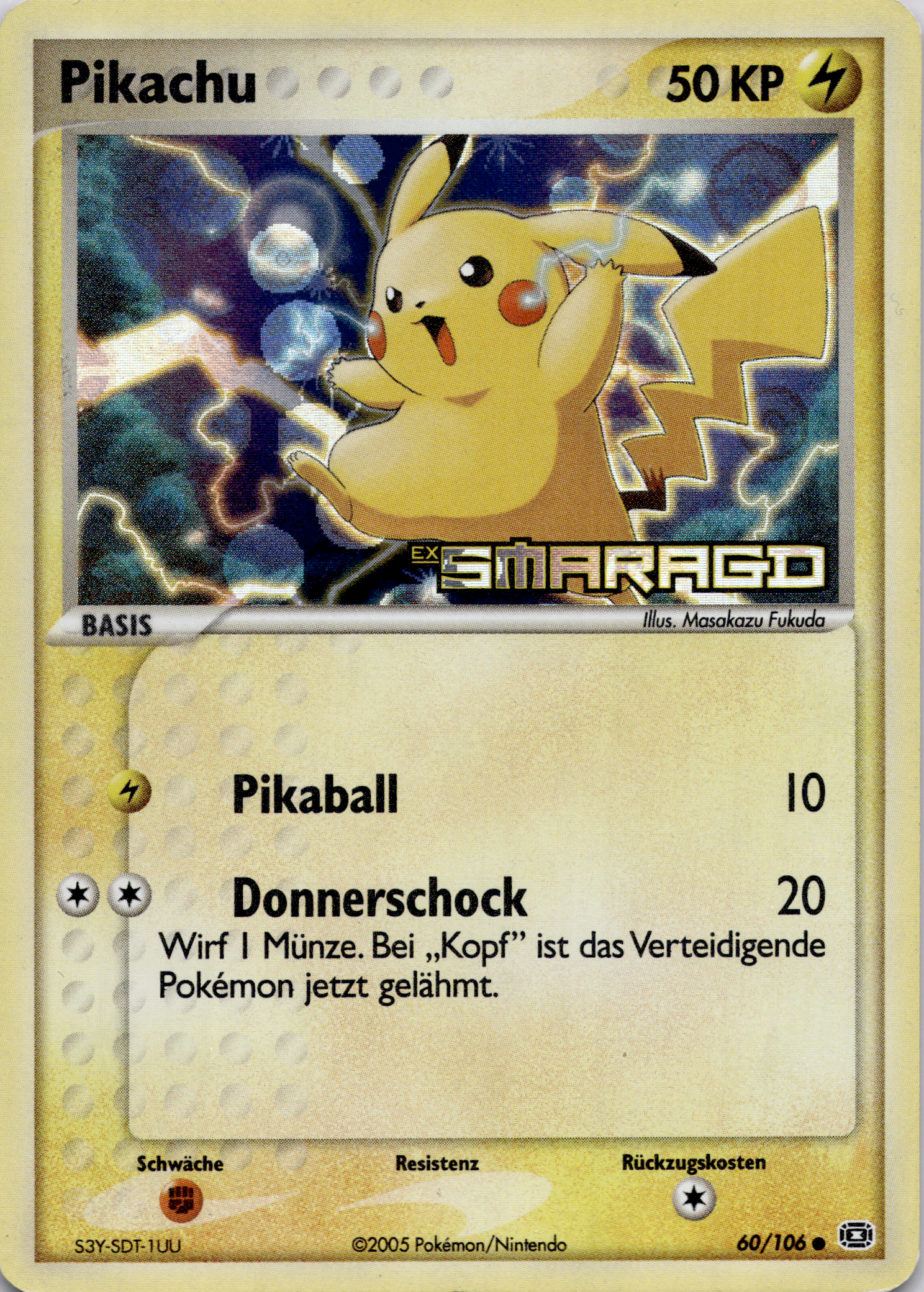 Pikachu mit Stempel (EM 60) EX Smaragd – Deutsch (Good)