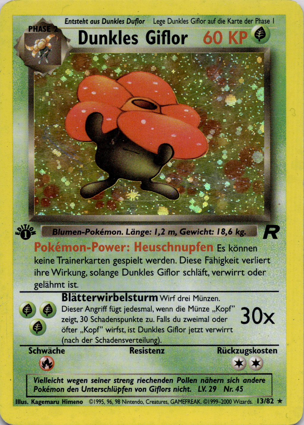 Dunkles Giflor 1. Edition (TR 13) Team Rocket – Deutsch (Good)