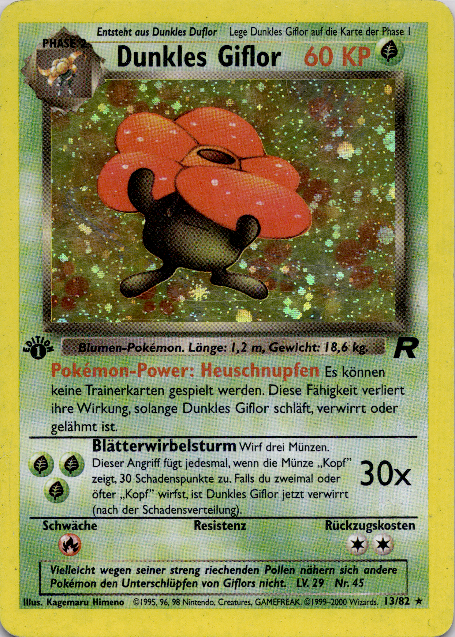 Dunkles Giflor 1. Edition (TR 13) Team Rocket – Deutsch (Good)