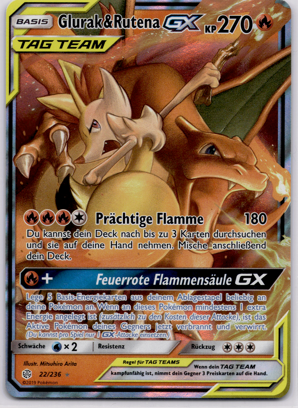Glurak & Rutena GX (CEC 22) Welten im Wandel – Deutsch (Near Mint)