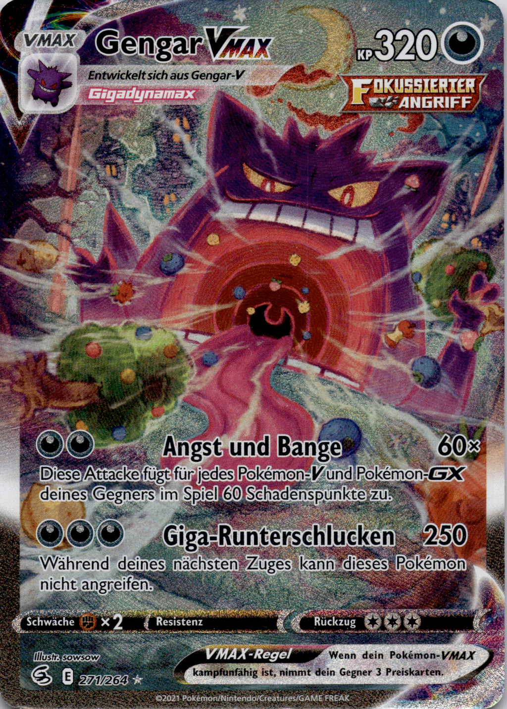 Gengar VMAX (FST 271) Fusionsangriff – Pokémon Einzelkarten Deutsch (Poor)
